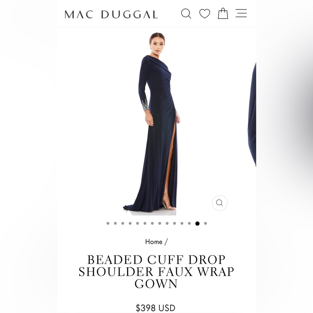 NWT BEADED CUFF DROP SHOULDER FAUX WRAP GOWN